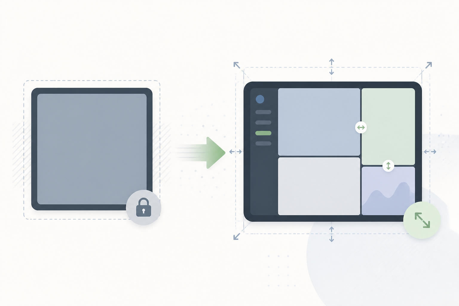 Abstract iPad resizing migration illustration